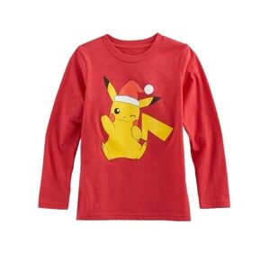 Boys Pokemon Christmas Holidays Pikachu Long Sleeve Shirt size youth 7